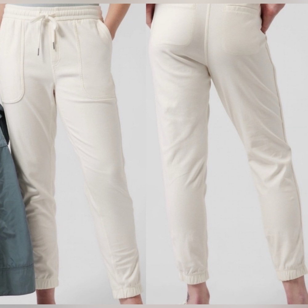 Athleta Farallon Jogger Birch Grey Cream Soft & Comfy Pant Size 16-LIKE NEW!